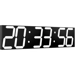 CHKOSDA Digitale Wanduhr, Übergroße LED-Digitaluhr mit automatischem Dimmer, großer Countdown-Timer mit Fernbedienung, 27.5in breites LED-Display, Wandhalterung, Datum und Temperatur (weiß)