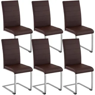 Tectake Schwingstuhl Kunstleder braun 6er Set