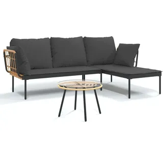 vidaXL Garten-Lounge-Set 3-tlg. dunkelgrau