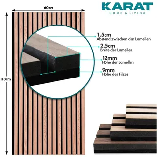 Karat Akustikpaneel Eiche dunkel 2 St. 118 x 60 x 2,1 cm