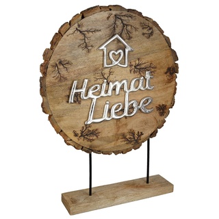 GILDE Deko Objekt Standrelief Heimat Liebe - aus Holz - Deko Wohnzimmer - Höhe 51 cm
