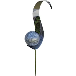 Jürgen Bocker Garten-Ambiente Gartenstecker Skulptur Flamme 146 cm poliert Lichtfang Rosenkugel mit Kugel Edelstahl Lackierung Granit anthrazit, Silber, BS 100 000 e