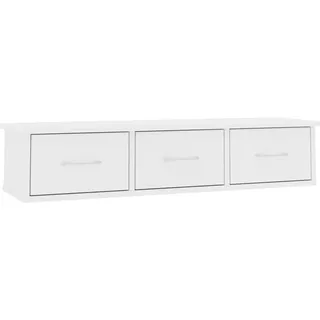 vidaXL Wand Schubladenregal mit 3 Schubladen Wandregal Wandschrank Hängeschrank Wandgarderobe Hängeregal Weiß 88x26x18,5cm Holzwerkstoff