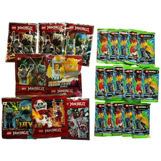 LEGO 24x Packungen Ninjago Dragon Zane, Munce, NYA, Beinloser Jäger Figuren Blue Ocean Trading Card Booster - Zusammenstellung für Adventskalender