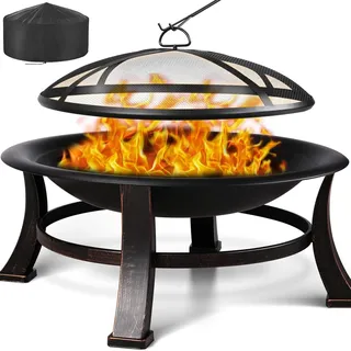 TLGREEN Φ76cm Feuerschale mit Grillrost, Feuerschalen für den Garten