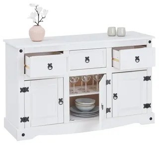 CARO-Möbel Sideboard 124 x 76 x 40 cm Weiß