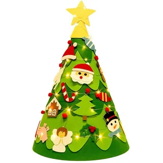 TOYANDONA DIY Filz Weihnachtsbaum 3D Toddler DIY Christbaum Handgemachte Tannenbaum mit 27pcs Verzierungen Neues Jahr Spielzeug für Kinder Hause Tür Wand Weihnachtsdekoration