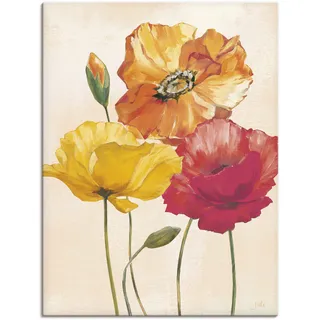 Wandbild ARTLAND "Bunte Mohnblumen I" Bilder Gr. B/H: 90 cm x 120 cm, Leinwandbild Blumenbilder Hochformat, 1 St., bunt Kunstdrucke