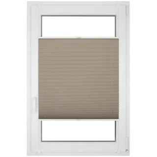 RENA Plissee ohne Bohren - Verdunklungsplissee - Klemmfix - Plisseerollo - Sonnenschutzrollo - Fensterdeko - Tan 50cm x 200cm