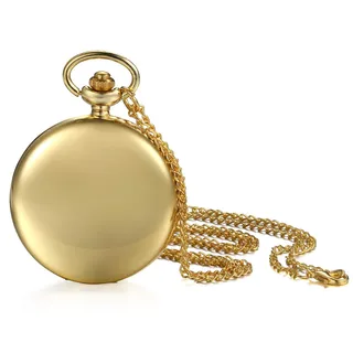 JewelryWe Herren Damen Taschenuhr Classic Glänzend Kettenuhr Analog Quarz Uhr mit Halskette Kette Umhängeuhr Pocket Watch Geschenk Gravur