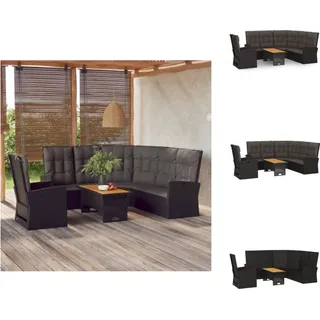 vidaXL 3-tlg. Garten-Lounge-Set mit Kissen Schwarz Poly Rattan - Gartenmöbel-Sets - Schwarz