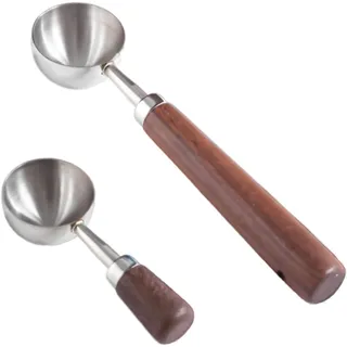 2 Stück Retro Kaffeelöffel Edelstahl Kaffee-Messlöffel Mit Walnussgriff 10 G, Kü