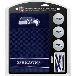 Team Golf NFL Seattle Seahawks Geschenkset: Besticktes Golf-Handtuch, 3 Golfbälle und 14 Golf-Tees 7,5 cm Regulation, dreifach gefaltetes Handtuch 40,6 x 55,9 cm, 100% Baumwolle