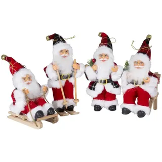Christmas Paradise Weihnachtsmann 18cm, 4 Stück im Set, viele Farben/Modelle zum Aufhängen (Geschenkset, 4 St., Baumschmuck Anhänger), Weihnachtsdeko