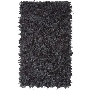 Homescapes Dallas Lederteppich 120 x 180 cm Schwarz