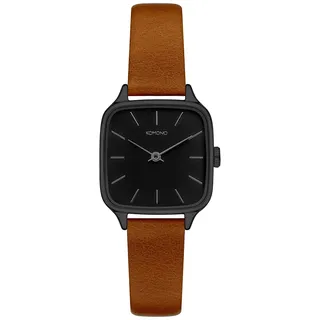 KOMONO Kate Black Cognac Japanische Analoge Quarzuhr für Damen mit Lederarmband