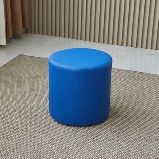 SHIJHUI Schuhwechselhocker, runder Ottomane, Gäste-Sitz, extra Sitz, Sofa, Fußstütze, weicher Schwammfüller, wasserdicht, PU-Leder, Pouf Ottomane (blau, 35 cm hoch x 30 cm breit)