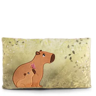 NICI Kuschelkissen Capybara Capy-Barbara 43 x 25cm - Flauschiges Capybara Kuscheltier Kissen für Mädchen, Jungen & Babys, Rechteckiges Stofftierkissen – 61226