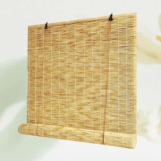 HAOYUES Natur Bambus Rollo für Aussenbereich Balkon Wetterfest Bambusrollo 40 50 60 80 100 120 140 160 180cm Sonnenschutz Sichtschutz Rollo für Außen Innen Bambusrollo