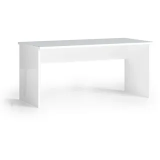 Stylife Schreibtisch, Weiß, Glas, Holzwerkstoff, rechteckig, Wange, 75x74x160 cm, Arbeitszimmer, Schreibtische, Bürotische