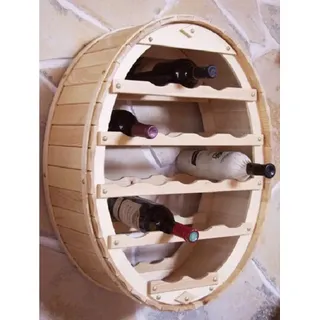 DanDiBo Weinregal Holz Wand Weinfass für 18 Flaschen Natur lackiert für die Wandmontage, Wandregal zum aufhängen Flaschenregal