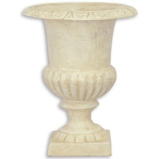 Casa Padrino Barock Vase Creme Ø 17 x H. 21,8 cm - Kleine runde Gusseisen Blumenvase - Garten Deko Vase - Barock Deko Accessoires