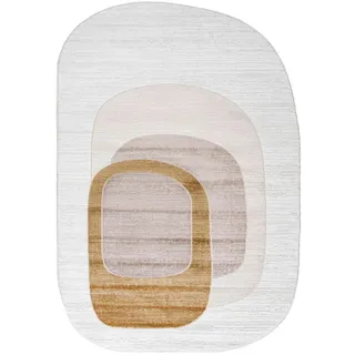 mazovia Designer-Teppich 80 x 150 cm Beige/Weiß