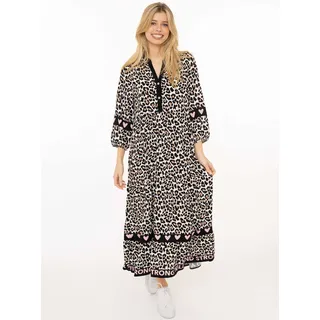 Zwillingsherz Maxikleid Leomuster Schwarz S/M