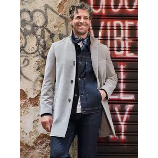 emilio adani Herren Mantel mit dezenter Struktur Beige slim fit uni Knopfleiste - 52