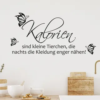 GRAZDesign Wandtattoo Küche Spruch lustig Wandsticker Küchen Deko Sprüche Klebefolie modern Wanddeko Küchenrückwand Aufkleber, Kalorien sind Tierchen, 61x30cm, 073 dunkelgrau