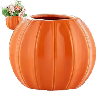 Blumenvase Kürbisvase hohe Keramikkürbis -Pflanzer einzigartige Mini -Pflanzen -Topf -Arrangement Vase Dekor für Herbst Ernte Thanksgiving Halloween Orange 4,5 Zoll