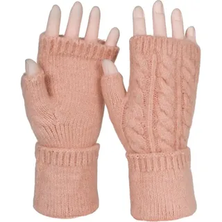 styleBREAKER Strickhandschuhe Fingerlose Strickhandschuhe Zopfmuster (1-St) rosa