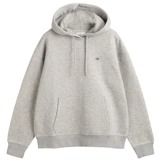Gant Damen Shield Hoodie Kapuzenpullover, Light Grey Melange, XL EU - XL