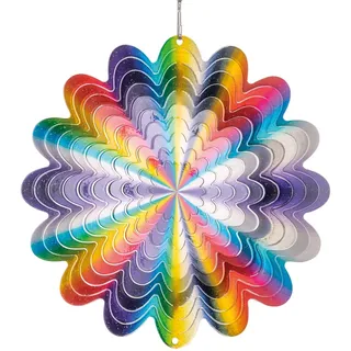 CIM Edelstahl Windspiel - Rainbow Circle - Ø 150 mm - leichtdrehendes Windmobile mit brillanten Farben - inklusive Aufhängung - attraktive Raum- Fenster und Garten-Dekoration