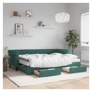 vidaXL Tagesbett Ausziehbar mit Schubladen Dunkelgrün 80x200 cm Samt