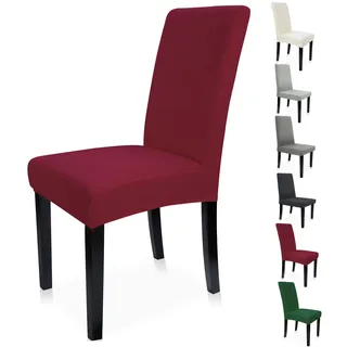 Zindoo Rot Stuhlhussen 6er Set Groß Stretch Stuhlbezug mit Unten Vorrichtungen, Abnehmbarer Waschbar Stuhl Hussen für Schwingstuhl, Esszimmerstühle, Hochlehner