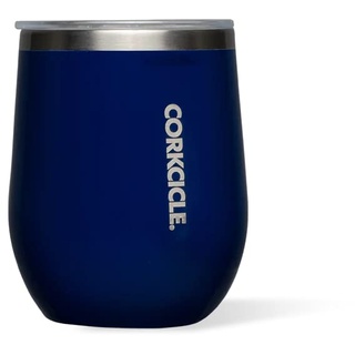 Corkcicle Weinglas ohne Stiel, dreifach isolierter Edelstahl, leicht zu greifen, rutschfeste Unterseite, hält Getränke für 9 Stunden gekühlt, perfekt für Muttertag, glänzend, Mitternachtsblau, 340 ml