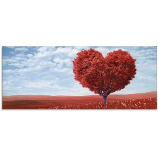 Glasbild ARTLAND "Baum in Form eines Herzens" Bilder Gr. B/H: 125 cm x 50 cm, Herzen, 1 St., rot Glasbilder
