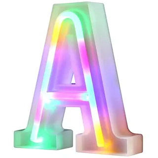 Nordstylee Helle LED-Lichter, Neon-Buchstaben an der Wand, Geburtstagsfeier, Weihnachten, Hochzeitsdekoration, bunte Buchstaben (A)