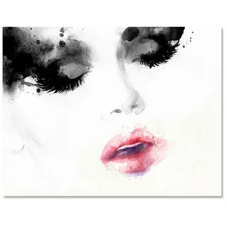 wandmotiv24 Leinwandbild Frauen Lippen, Lippen (1 St), Wandbild, Wanddeko, Leinwandbilder in versch. Größen weiß 60 cm x 45 cm x 1.8 cm