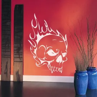 Indigos UG - Wandtattoo Wohnzimmer - Wandaufkleber Totenkopf Skull Schädel Bone 96x63cm, gruen w355 - Aufkleber Kinderzimmer Schlafzimmer Küche Badezimmer Büro Dekoration