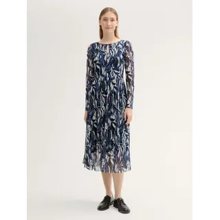 Tom Tailor Printed Mesh Langarm-midikleid - Organic Shapes Design, 38