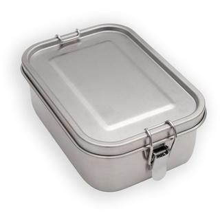 INTIRILIFE Lunchbox Bentobox Aufbewahrungsbox aus Edelstahl in Silber mit 550 ml Füllmenge Auslaufsicher - 17 x 12 x 6 cm - Brot Dose Box Behälter zum Transportieren von Essen Snacks und mehr