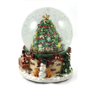 ELLUG Schneekugel Schneekugel/Spieluhr zum Aufziehen mit Schneeantrieb, festlich verziert Ø150mm H.: 20cm, Weihnachten Dekoration Christmas