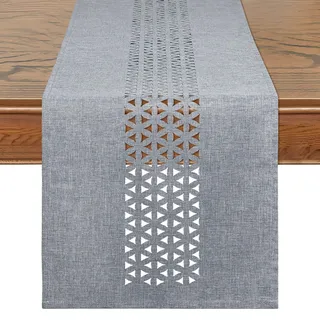 Weldomcor Leinen Tischläufer Grau 30 x 180 cm Modern Abwaschbar Table Runner, Hochwertiger Vintage Einfarbiger tischläufer, Tisch läufer für Esszimmer Küche Party Urlaub Weihnachtsfeier