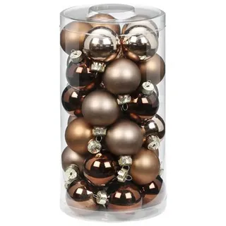 Holly & Jolly Weihnachtsbaumkugel, Weihnachtskugeln Glas 4cm Elegant Lounge, 30 Stück braun