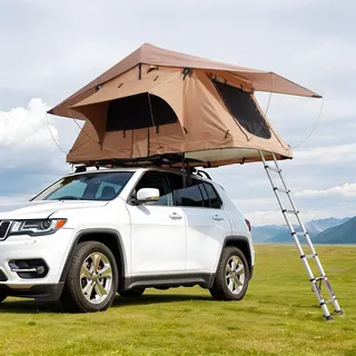 Vevor Dachzelt Hartschale Autozelt Camping für 2–3 Personen, zusammenklappbares Hartschalen-Dachzelt mit einstellbarer Teleskopleiter Matratze, wasserdicht Jeep SUV Truck Wasserdicht