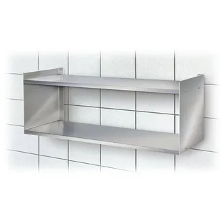 BRB-Lagertechnik Aufbewahrungssystem Edelstahl-Wandregal mit 2 Böden, BxTxH 700x250x360 mm, Edelstahl, Ideal für Küche, Gastronomie, Lebensmittelbetriebe und Labor