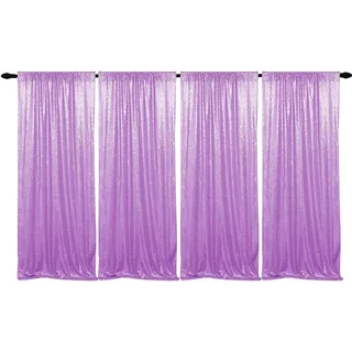 HMQIANG Lavendel-Pailletten-Hintergrundvorhänge, 60 x 2,4 m, 4 Paneele | Hochzeits-Fotohintergrund, Glitzer, Geburtstag, Brautparty, Vorhänge, glitzernder Hintergrund, Vorhänge, Party-Dekor-Vorhänge