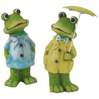 Macosa Home Dekofigur Frösche 20 cm Grün Keramik Deko Figur Keramikfrosch (Terrasse Balkon, 2 St., modern Froschpaar Sommerdeko), Gartendeko Tierfigur Garten bunt